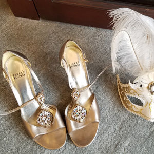 gold leather shoes by Stuart Weitzman